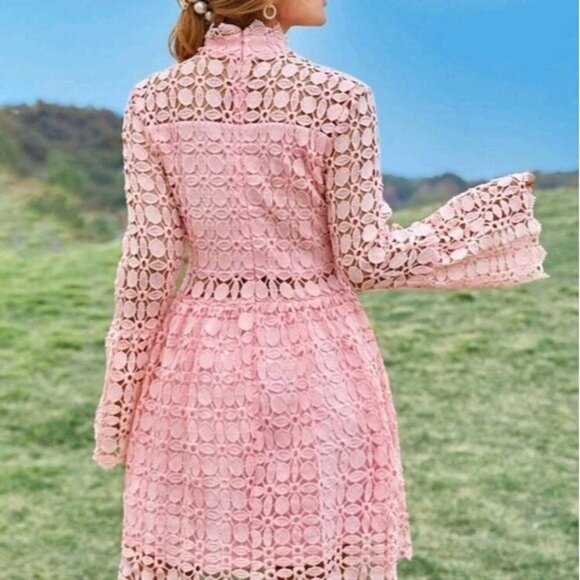 PLAIN CONTRAST MESH CUT OUT DRESS - Picture 3 of 10